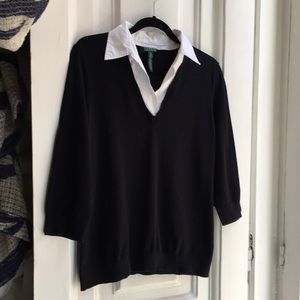 Lauren Ralph Lauren Faux Blouse Sweater XL